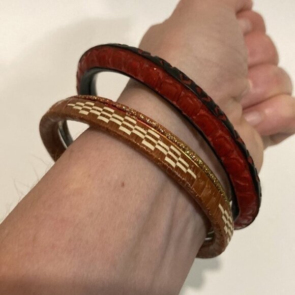 SET OF THREE 3 Brown Boho Bangle bracelets​​​​​​ - Picture 7 of 9